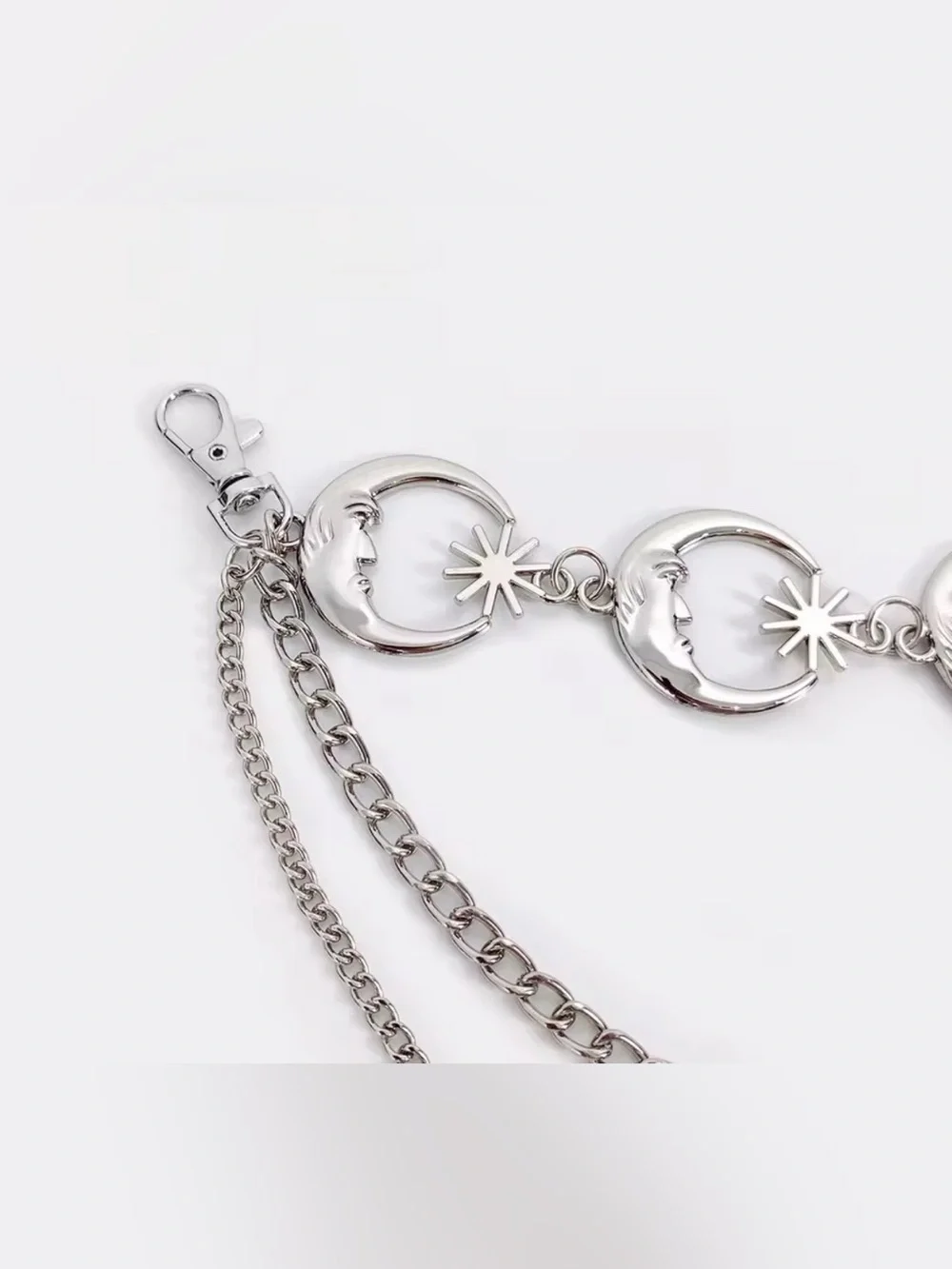 Silver Moon & Star Layered Belt Necklace - Womens Jewelry - Picture 3 of 4